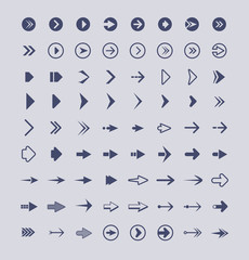 Poster - Direction arrows. Infographic web buttons signs and icons vector arrows collection isolated. Illustration of arrow next, web pointer straight, pointed indicator