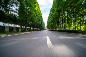 high speed view of empty asphalt road