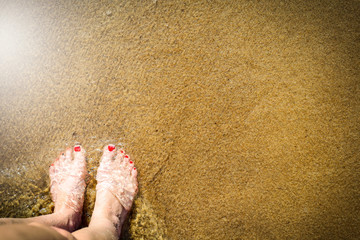 People on beach and summer time 