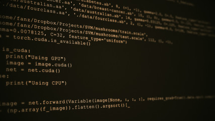 Wall Mural - 3d hacking code data flow stream on sepia. computer screen with encrypted fast typing coding symbols