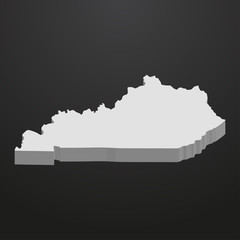 Poster - Kentucky State map in gray on a black background 3d