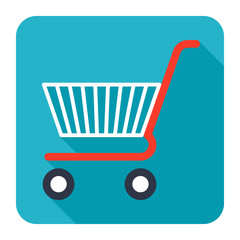 Wall Mural - Shopping Cart icon flat design with long shadows