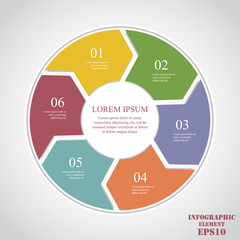 Poster - Circle elements for infographic. Business concept with 6 options, parts, steps or processes