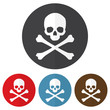Set of skull and crossbones icon on a colorful circles. Vector illustration