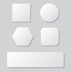 Fototapete - Set of white blank button. Round square rounded buttons