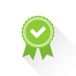 © stas111 - Green approved or certified medal icon in a flat design with shadow