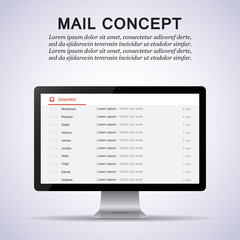 Wall Mural - computer monitor with email blank template internet. interface for incoming mail message
