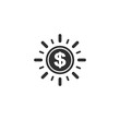 Dollar coin with sun ray icon in simple design. Vector illustration