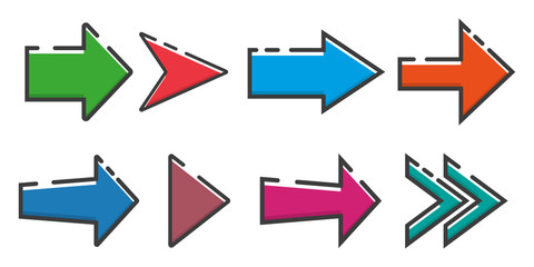 Aufkleber - Set of arrows icon in a flat design. Vector illustration eps10