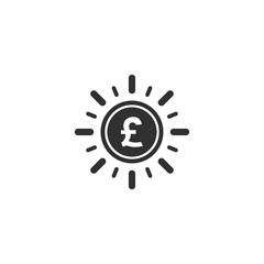 Aufkleber - Pound coin with sun ray icon in simple design. Vector illustration