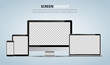© stas111 - Screen mockup. Computer monitor, laptop, tablet and smartphone with blank screen for design