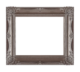 Silver frame for paintings, mirrors or photo isolated on white background. Design element with clipping path