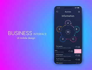 Vector graphics mobile infographics with five options. Template for creating mobile applications, workflow layout, diagram, banner, web design, business reports with 5 steps