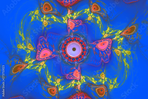 Blue illustration fractal background geometric shapes book cover magick explo...