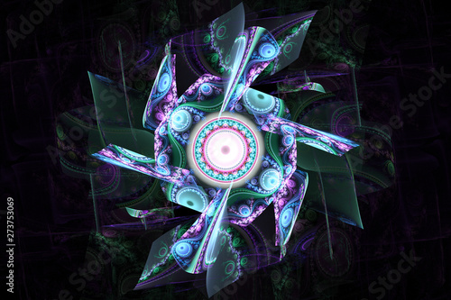 Blue illustration fractal background geometric shapes book cover magick explo...