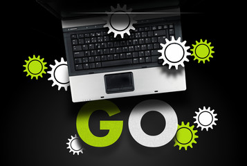 go programming language. laptop on word go