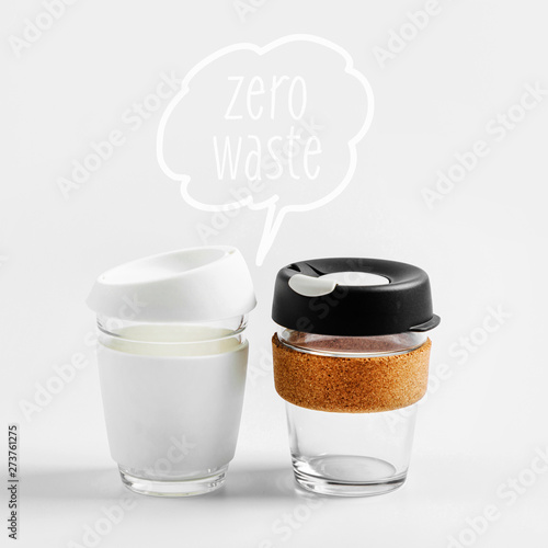 Zero waste coffee concept. Eco friendly reusable coffee cups.. Zero waste coffee concept. Eco friendly reusable coffee cups..