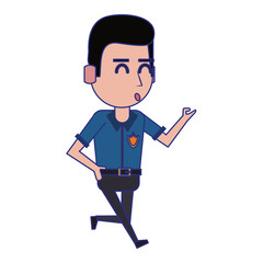 Sticker - policeman working avatar cartoon character blue lines