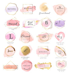 logo watercolor background banner.for wedding,luxury logo,banner,badge,printing,product,package.vect