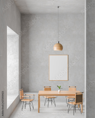 Mock Up Poster Frame In Modern Spacious Dining Room With