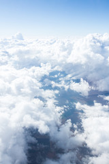clouds and sky from airplane window view