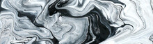 Photography Of Abstract Marbleized Effect Background. Black And White Creative Colors. Beautiful Paint. Banner