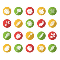 Sticker - Vegetables flat design long shadow glyph icons