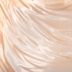 Fabric satin silk beige background, Subtle elegant cloth texture, fluid wavy surface. 3d illustration.