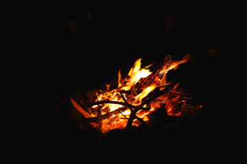 Camp fire in the night