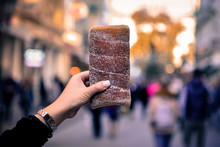 Hungarian Chimney cake on the streets on Budapest