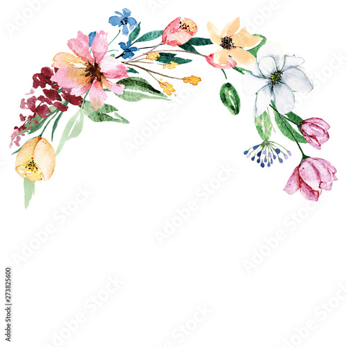 Watercolor flowers, meadow bouquet for wedding invitation, greeting card, pos...