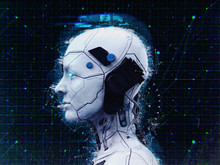Humanoid Robot Girl Artificial Intelligence Background - 3d Render