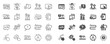 © blankstock - UX line icons. Set of AB testing, Journey path map and Question mark icons. Usability quiz test, Ux Ui and User flow. Project process, ab testing graph, survey test results. Quiz question. Vector