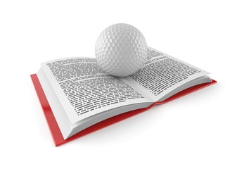 Canvas Print - Golf ball on open book