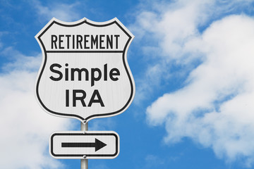 Wall Mural - Retirement with Simple IRA plan route on a USA highway road sign