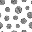 © Tatahnka - Trendy seamless pattern with dark black doodle striped geometric circles. Abstract fashion vector texture with hand drawn shapes for textile, wrapping paper, cover, surface, background, wallpaper