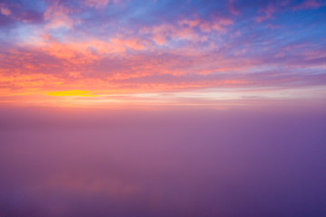 Wall Mural - beautiful sunset cloudy sky from aerial view.
