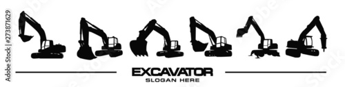 Fotomural Excavator logo template vector