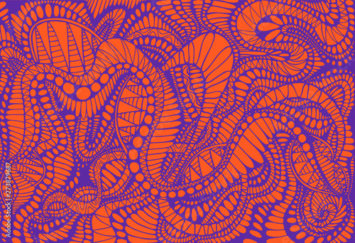 Photographie Abstract pattern, ethno style, stylish background, purple color line, isolated on orange background