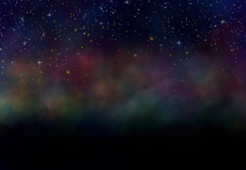Wall Mural - Star field in galaxy space with nebula, abstract watercolor digital art painting for texture background
