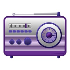 Sticker - Violet fm radio icon. Cartoon of violet fm radio vector icon for web design isolated on white background