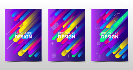 Wall Mural - Set of modern colorful backgrounds with trendy gradients and dot patterns, colored minimalistic shape composition, brochure design with geometric shapes and lines. Vector, eps10
