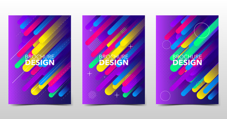Wall Mural - Set of modern colorful backgrounds with trendy gradients and dot patterns, colored minimalistic shape composition, brochure design with geometric shapes and lines. Vector template, eps10