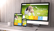 © MclittleStock - devices responsive on workspace pet website design