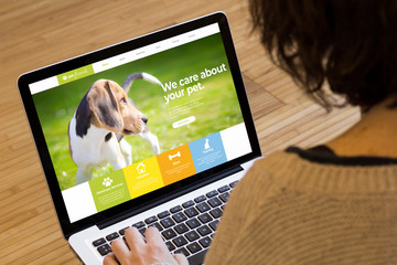 Sticker - woman computer pet website