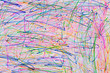 children 's drawing abstract lines preschool age, colors. Top view