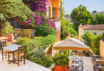 Wall Mural - Beautiful street in the old district of Plaka in Athens, Greece