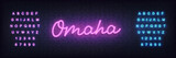 Fototapeta Młodzieżowe - Omaha poker neon sign. Glowing lettering template for poker club.