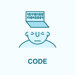 code on mind field outline icon