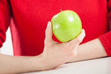 Unrecognizable Woman Holding Green Apple